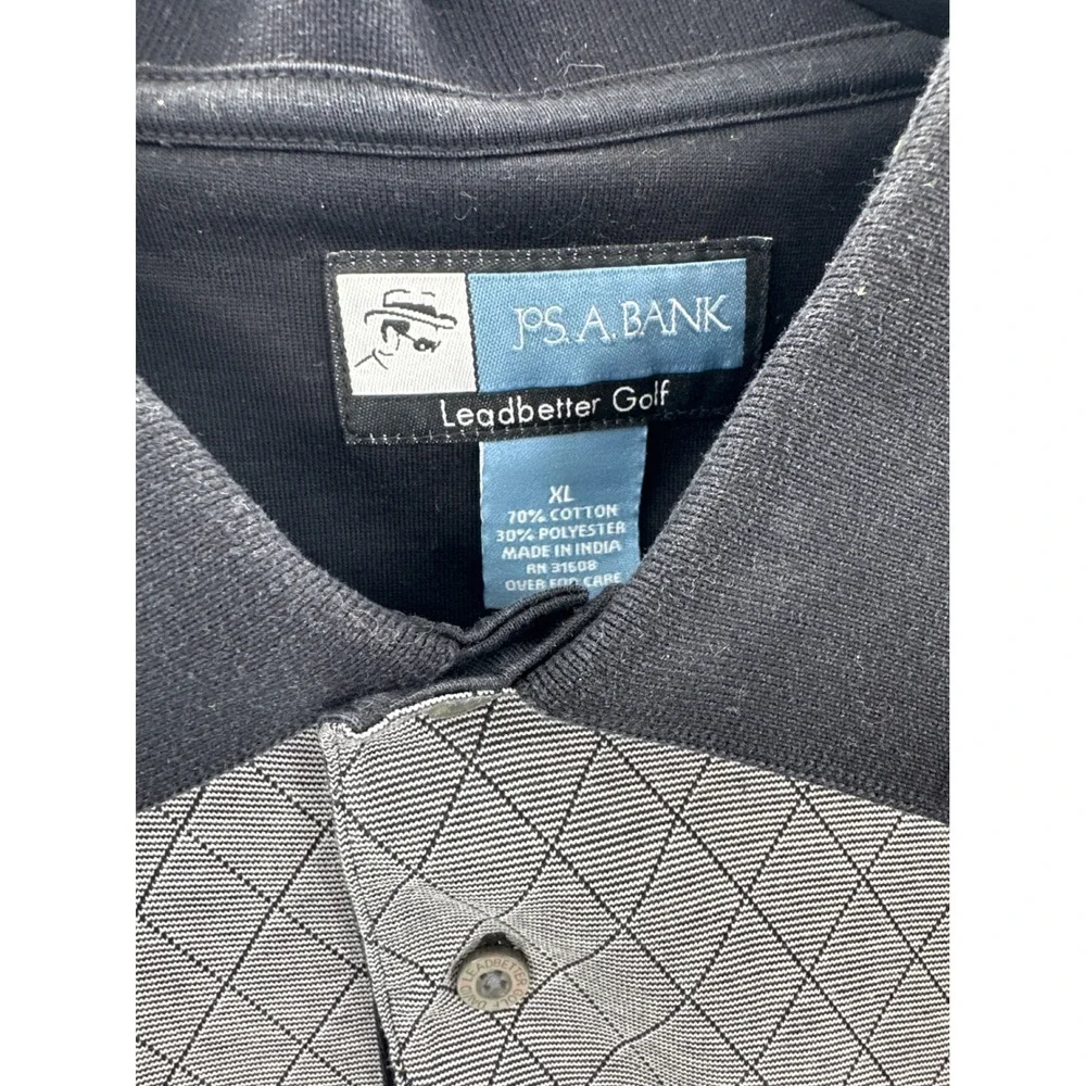 Jos. A. Bank Leadbetter Golf‎ Polo Shirt Mens XL Grey Black Diamond Lattice Knit